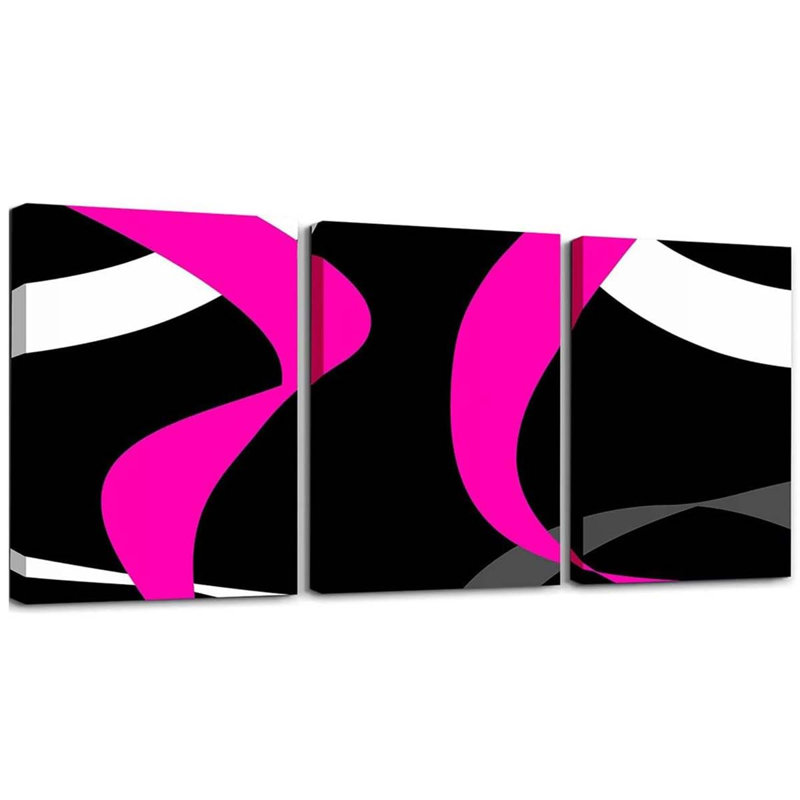 3 Piece Wrapped Canvas Print, Pink