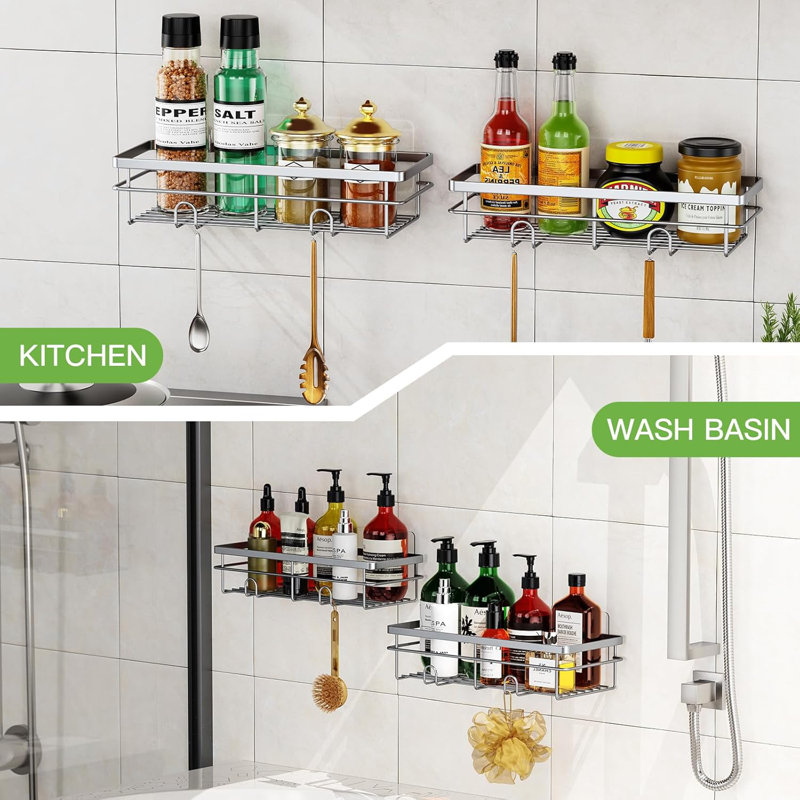 Organisateur de panier de douche antirouille Uamector, Argent argent
