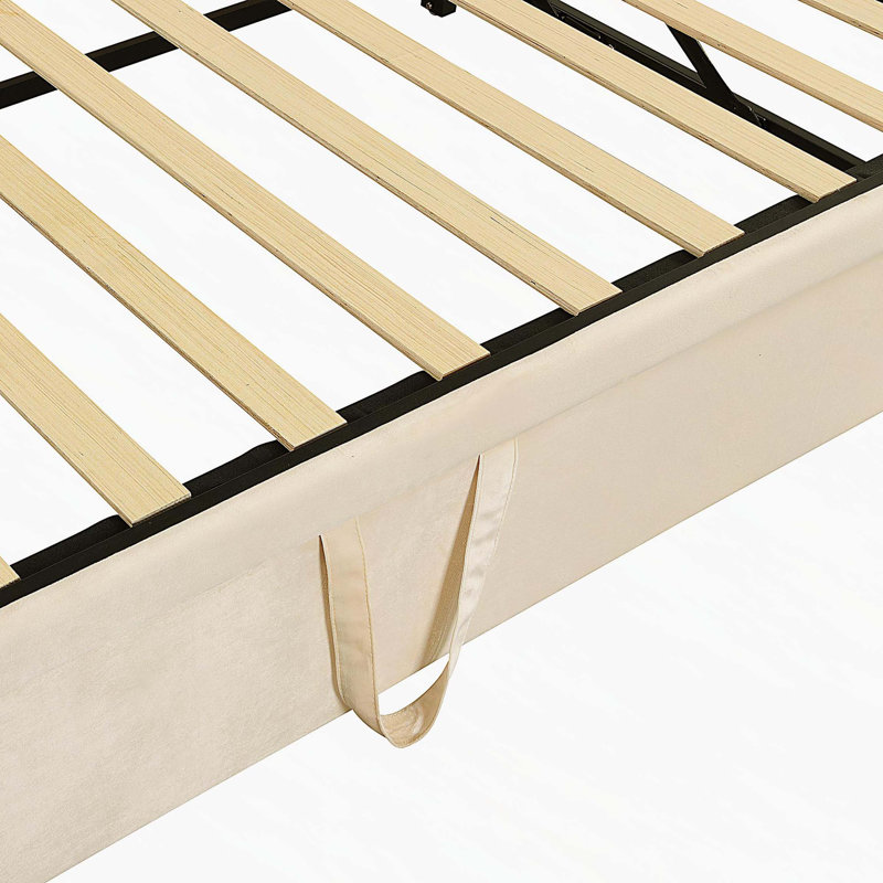Lit de jour simple tapissier avec couchette escamotable, beige, Beige