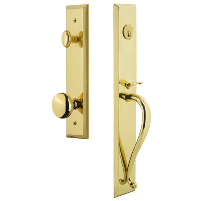 Ensemble de poignées une pièce Fifth Avenue avec pêne dormant cylindrique simple et poignée en S avec bouton Fifth Avenue