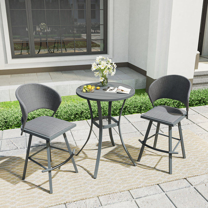Table de bar d'extérieur ronde 27,6 po Tenesia, Gris