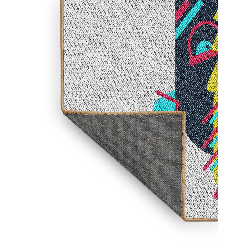 Tapis gris / noir / rose, Rectangle 5 pi x 7 pi