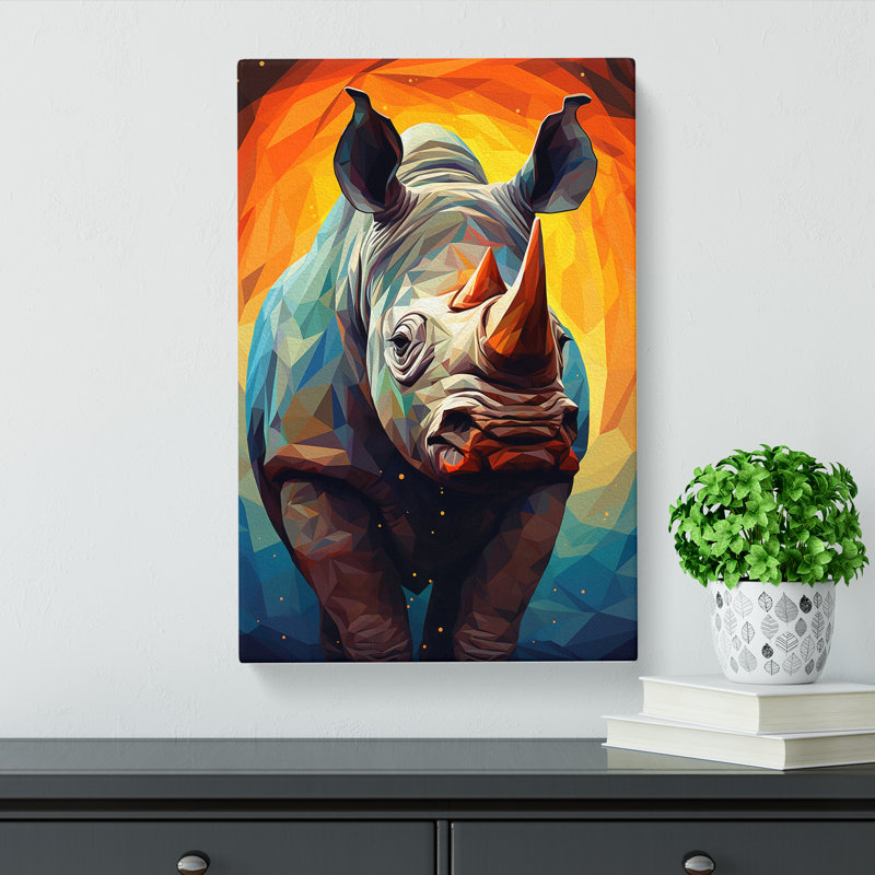 Rhino Geometric - Print, 76cm H x 50cm W x 3cm D