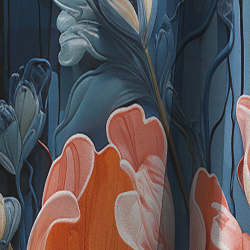 «China Art Graceful Blossoms III» - Rideau China Art - Rideau abstrait occultant - 1 panneaux, L 52 po x L 95 po