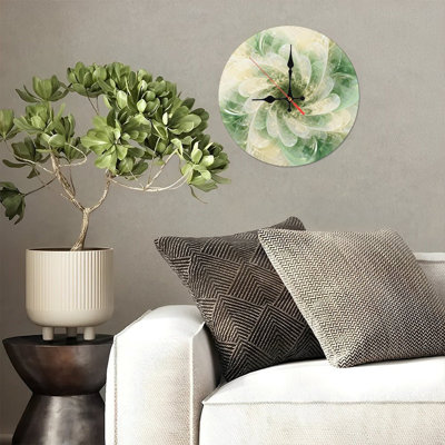 10" Round Wooden Wall Clock, Silent Quartz Movement, UV-Printed Design, Battery Operated