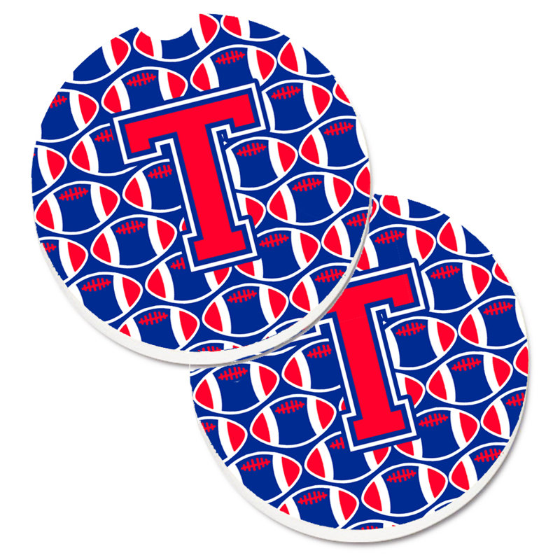 Sous-verre de football, T, Cramoisi de Harvard / bleu de Yale