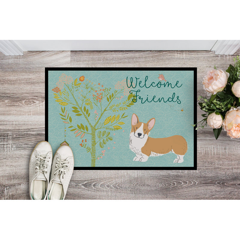 Non-Slip Indoor / Outdoor Doormat, Pembroke Welsh Corgi Red