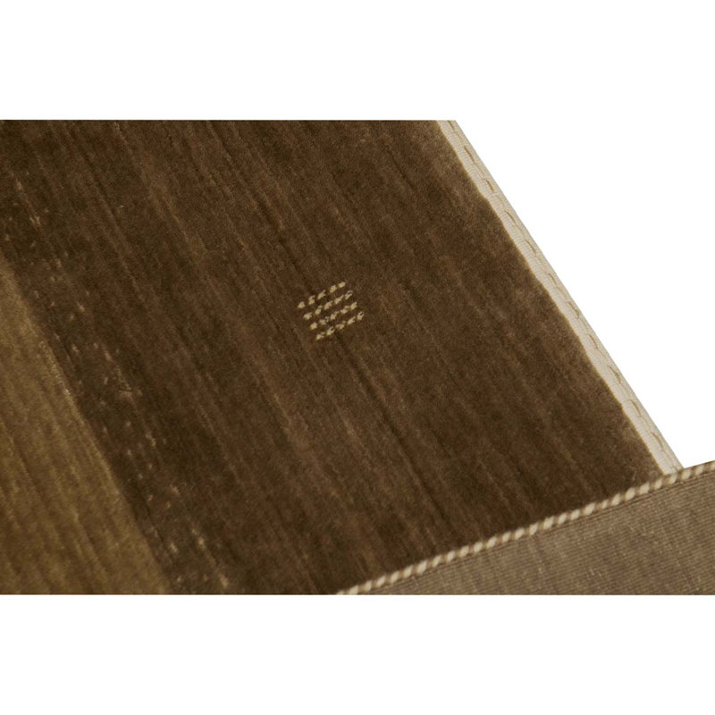 Tapis brun / beige en laine noué à la main de conception unique 3 pi 9 po x 5 pi 9 po