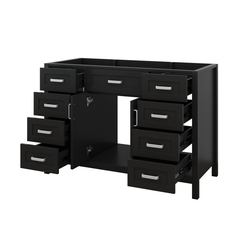 47" Bathroom Vanity Without Sink, Modern Solid Wood Storage Cabinet With 2 Soft Closing Doors & 8 Drawers, Soft Close System
