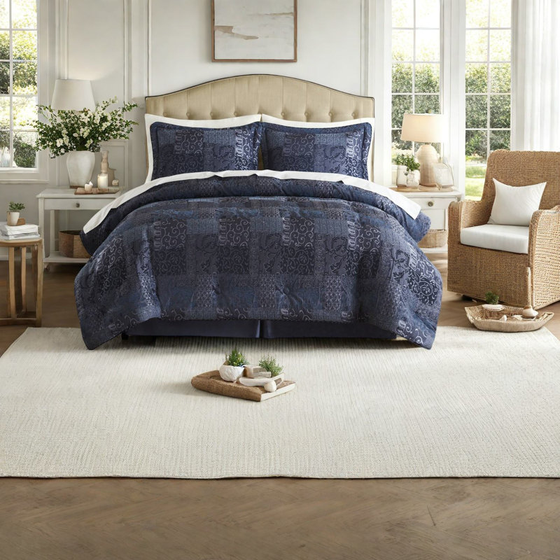 Ensembles de literie bleu marine de qualité supérieure, confort en polyester, décoration intérieure moderne