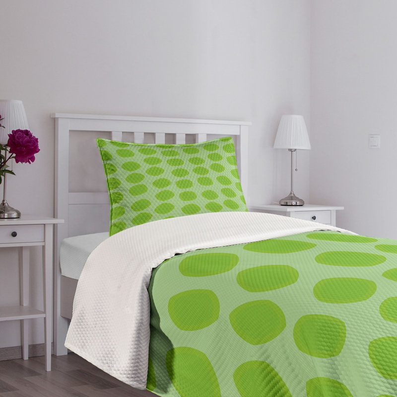 Lime Green Quilted Twin Bedspread Set with Pillow Sham