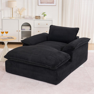 51.2" Corduroy Upholstered Chaise Lounge Pillow Top Arms Lounge Chair - No Assembly Required by Dakota Fields