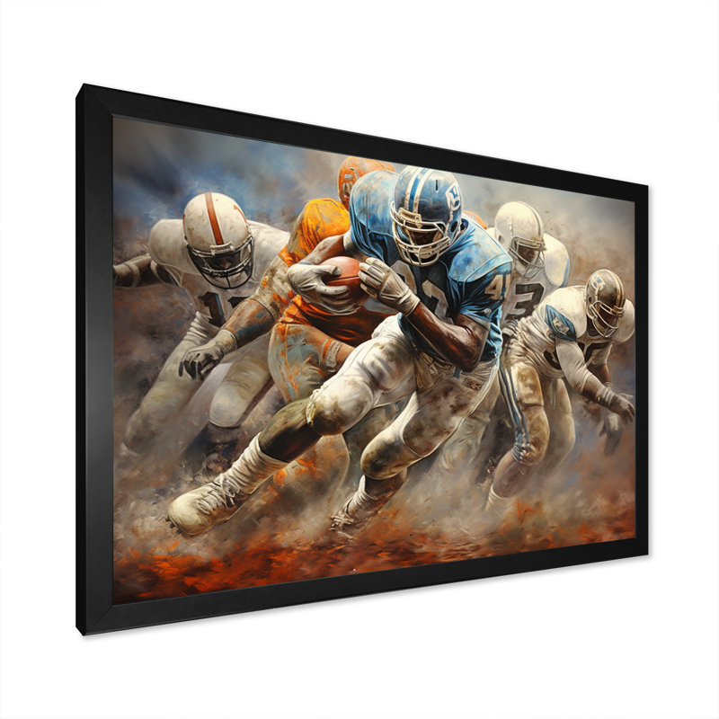 Football Interaction stratégique I - Impression, Cadre simple noir, H 34 po x l 44 po x P 1,5 po