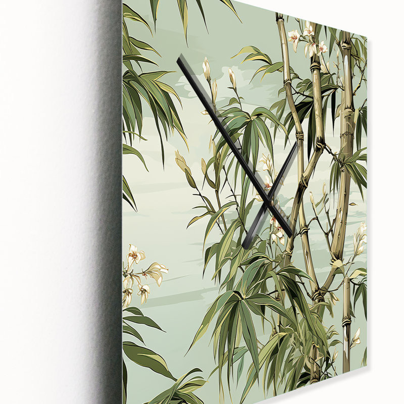 Bamboo Elegance Motif tropical - Très grandes horloges murales tropicales, Très grand