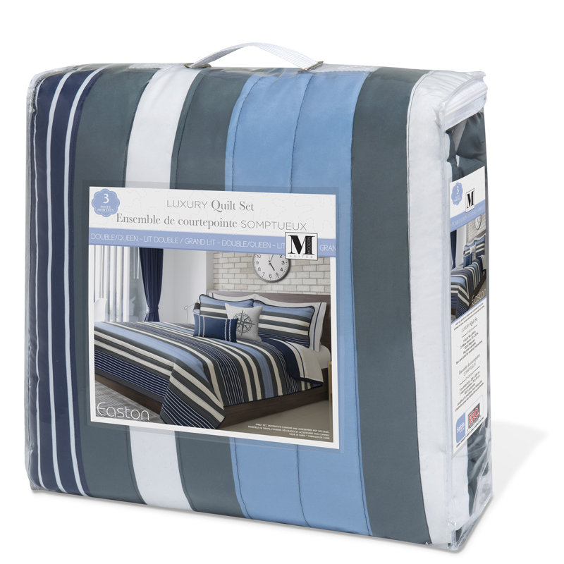 Striped Quilt Set, King Quilt + 2 Shams