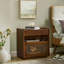 Table de chevet moderne Mid-Century avec station de charge et trou de sortie et 2 tiroirs-1840960155