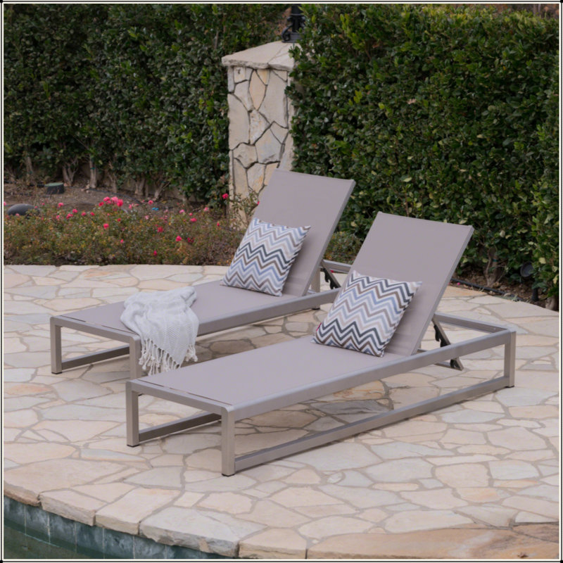 Ensemble de chaises longues d'extérieur polyvalentes en aluminium pour la détente et le confort, 2 pièces