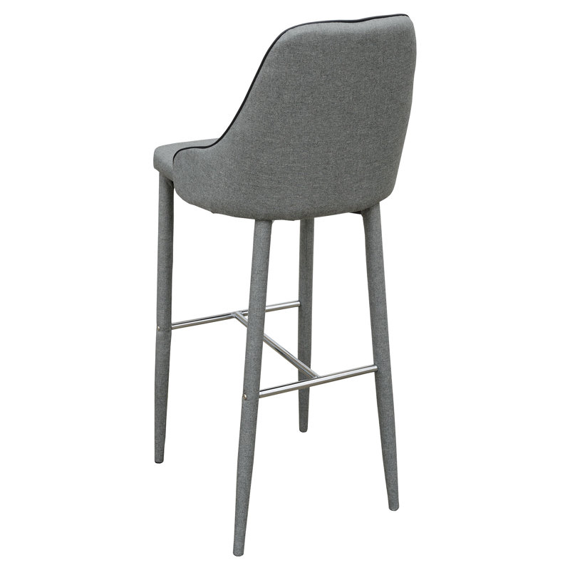 Lochlan Upholstered Bar Stool with Steel Frame, Grey
