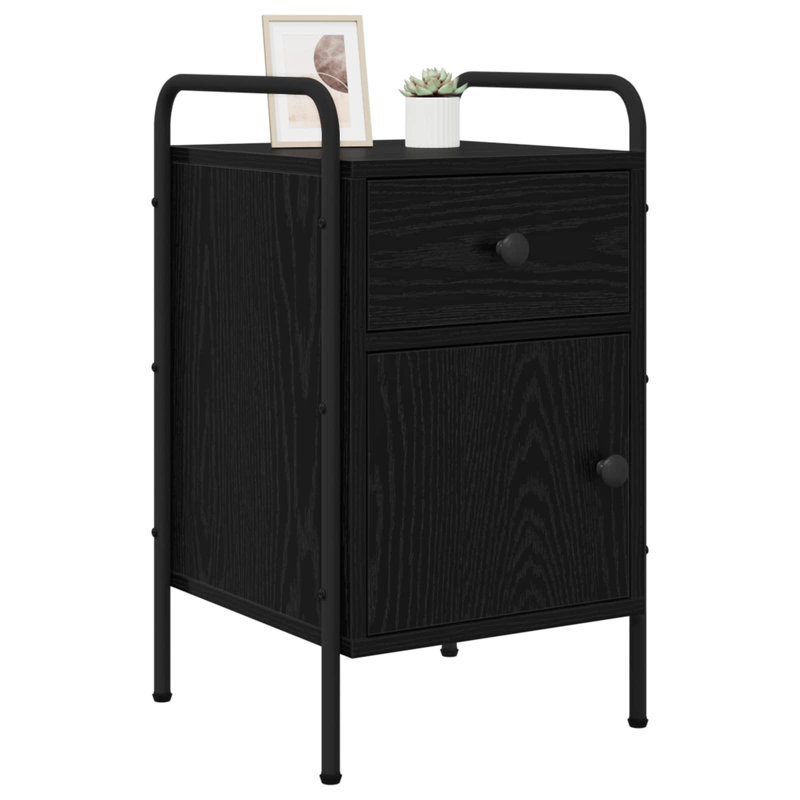 35 cm W Bedside Table, Black Oak