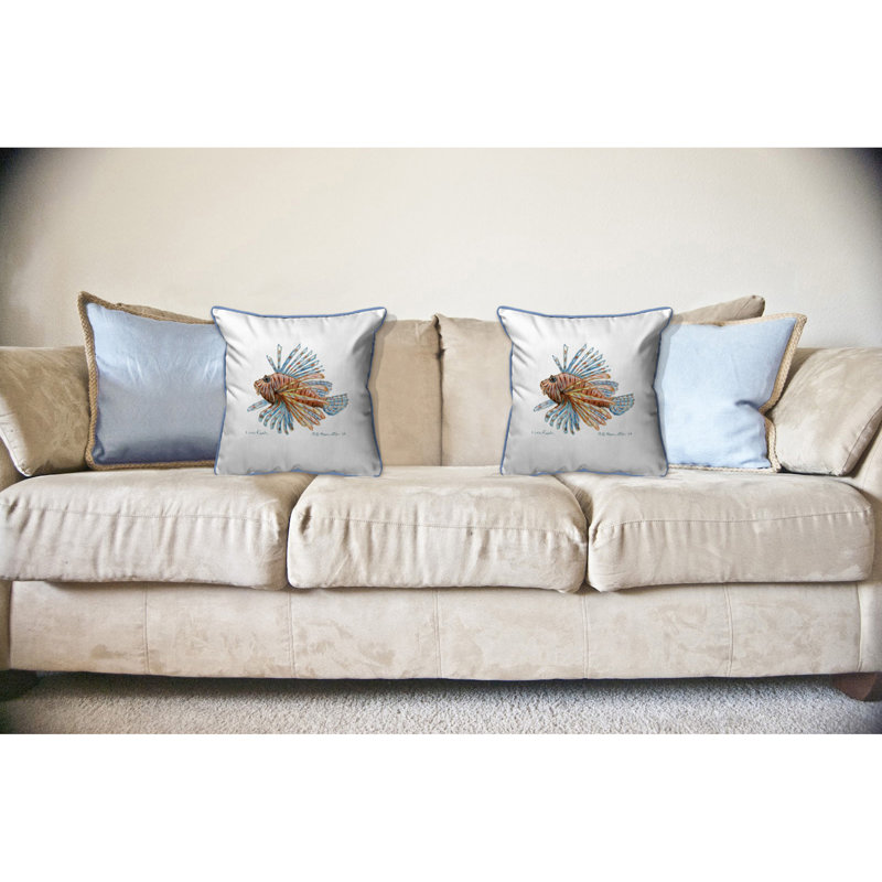 Lion Fish Outdoor Throw Pillow, Square 18"