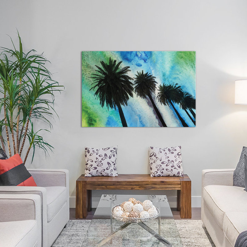 «Santa Monica Palms» par Irena Orlov - reproduction, H 40 po x l 60 po x P 1,5 po, Toile tendue, Pas de tapis
