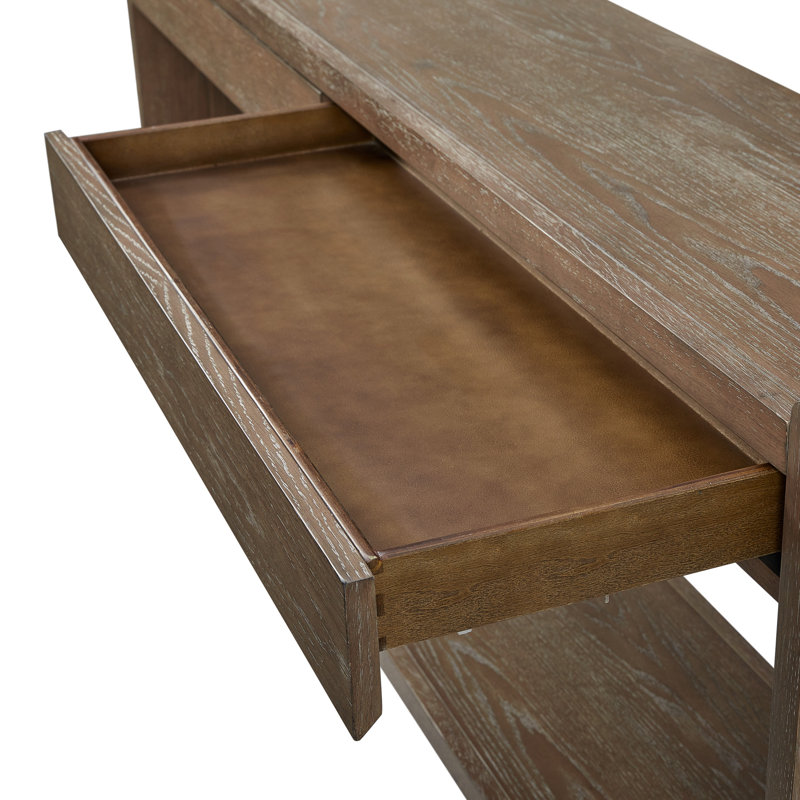 Table de 72 pouces de large avec 2 tiroirs dissimulés, bois massif brun +, fonction de fermeture en douceur, idéale pour ranger les clés et le courrier, finition grain de bois rustique bicolore, bois + matériau, mécanismes, minimaliste