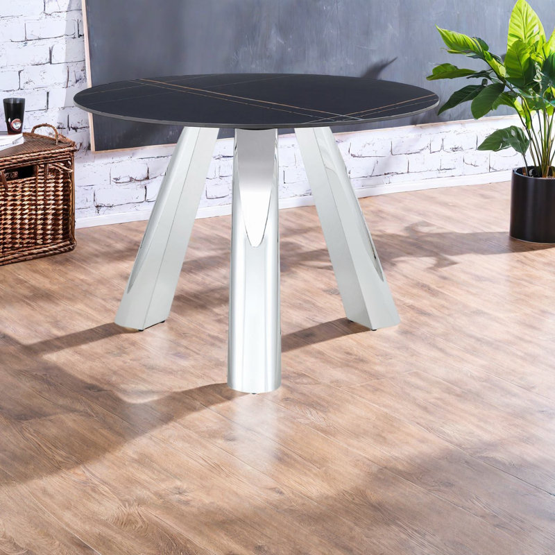 Tables de salle à manger modernes noires, en pierre frittée durable, idéales pour les cuisines familiales
