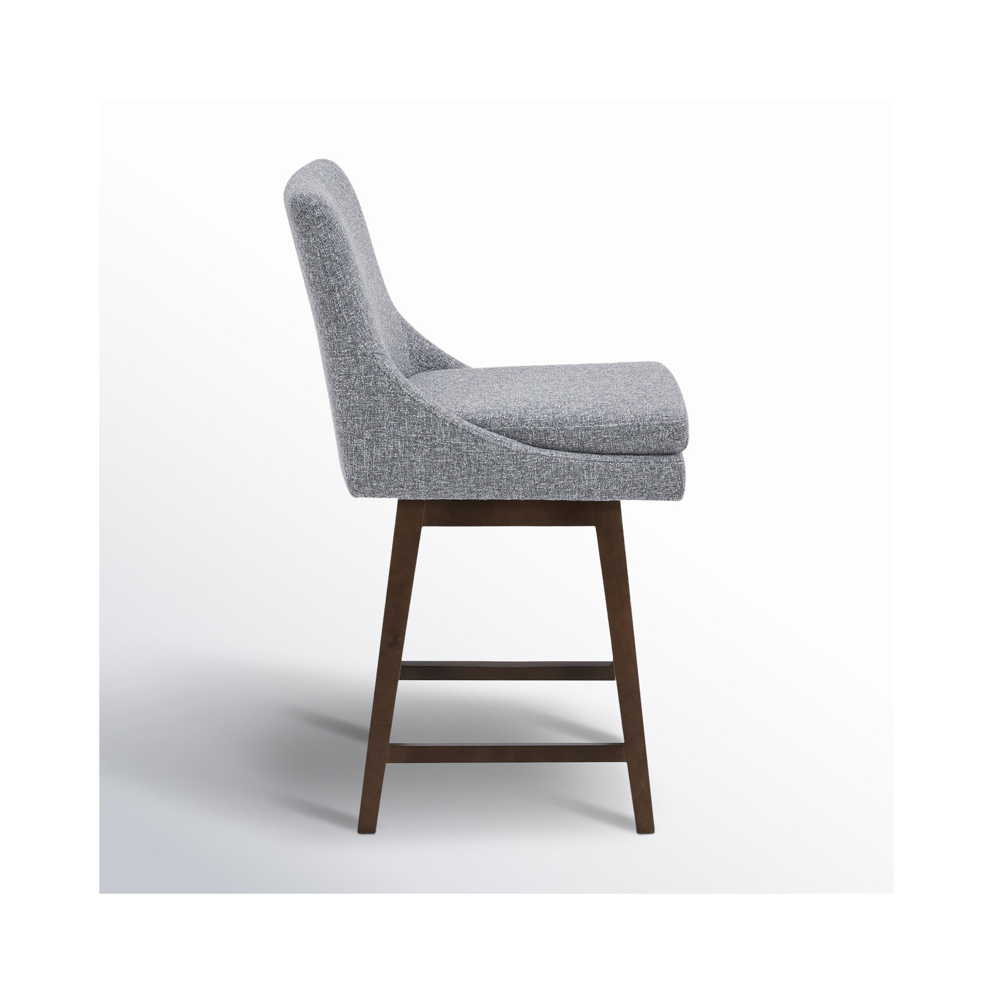 Zahara 26" Upholstered Swivel Counter Stool, Nathan Gray Tweed/Walnut, Counter Stool (26” Seat Height)