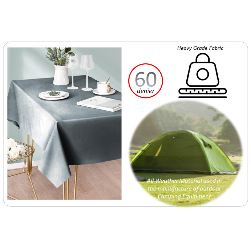 Marceille Rectangle Solid Colour Tablecloth, Grey-Silver