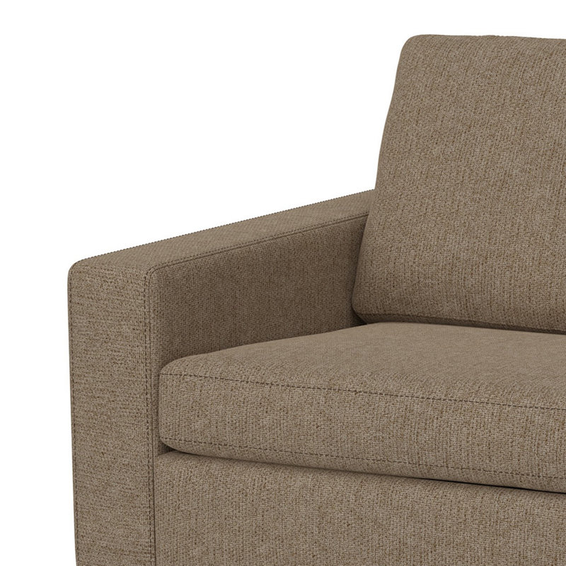 Causeuse modulaire Jeni RAF, 2 coussins, 58 po, bois massif, banc, Mélange de polyester brun