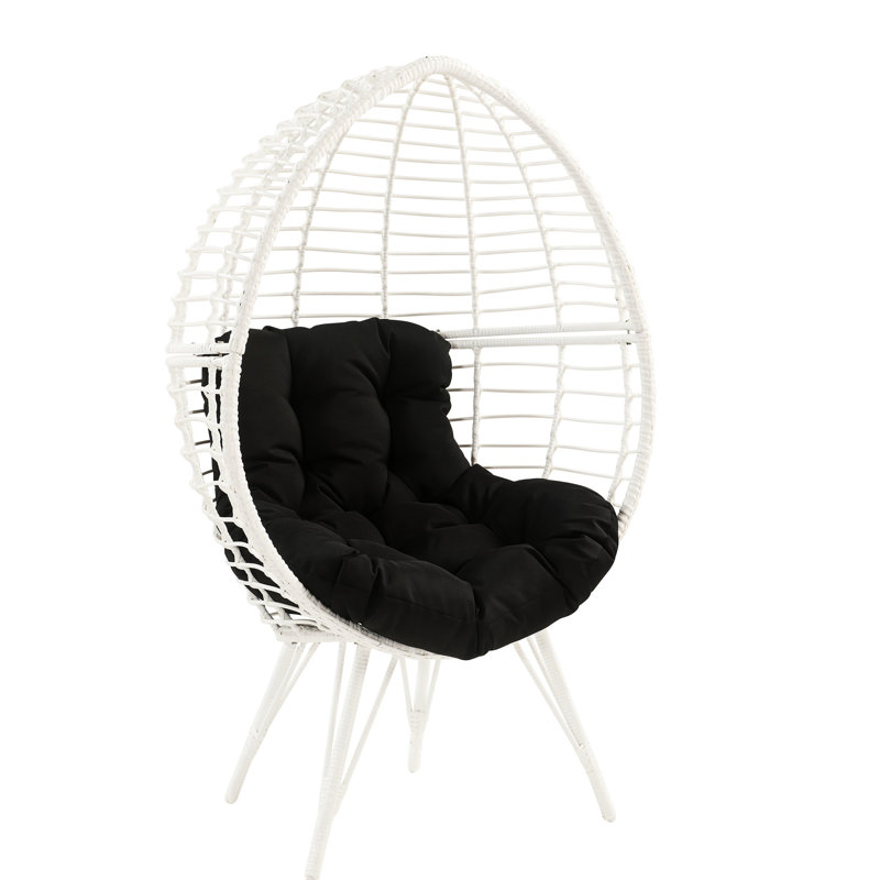Black Fabric And White Patio Reclining Seating With Metal , Foam Cushion, 220Lbs Support, 17" Seat Height, 26" Depth, 40" Width, 62" 32Lb Weight Lounger Structure, Components, Load - Bearing,