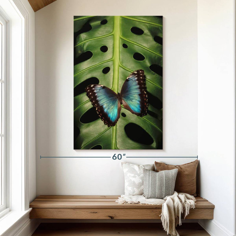 Brampt Butterfly On Monstera, 51" H x 34" W