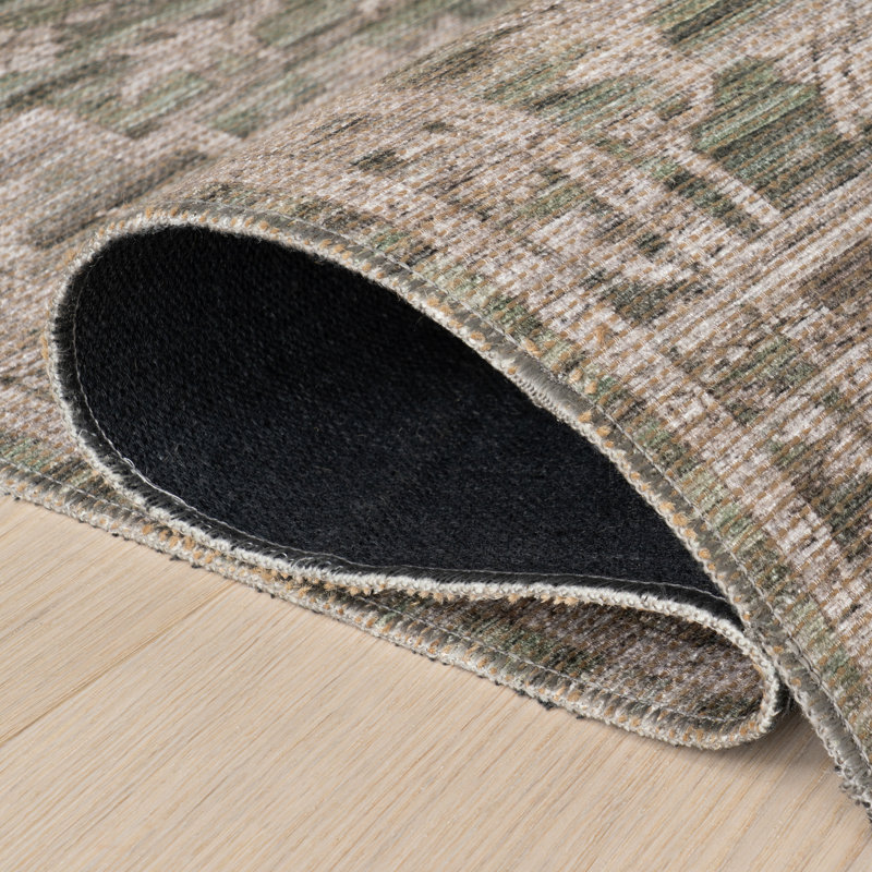 Tapis traditionnel Deliora, Rectangle de 5 pi x 8 pi, Vert