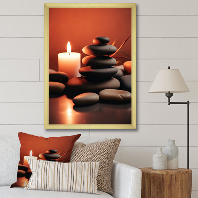 «Candle Flame Zen Stone Cairn Sculpture Balance I», reproduction sur toile