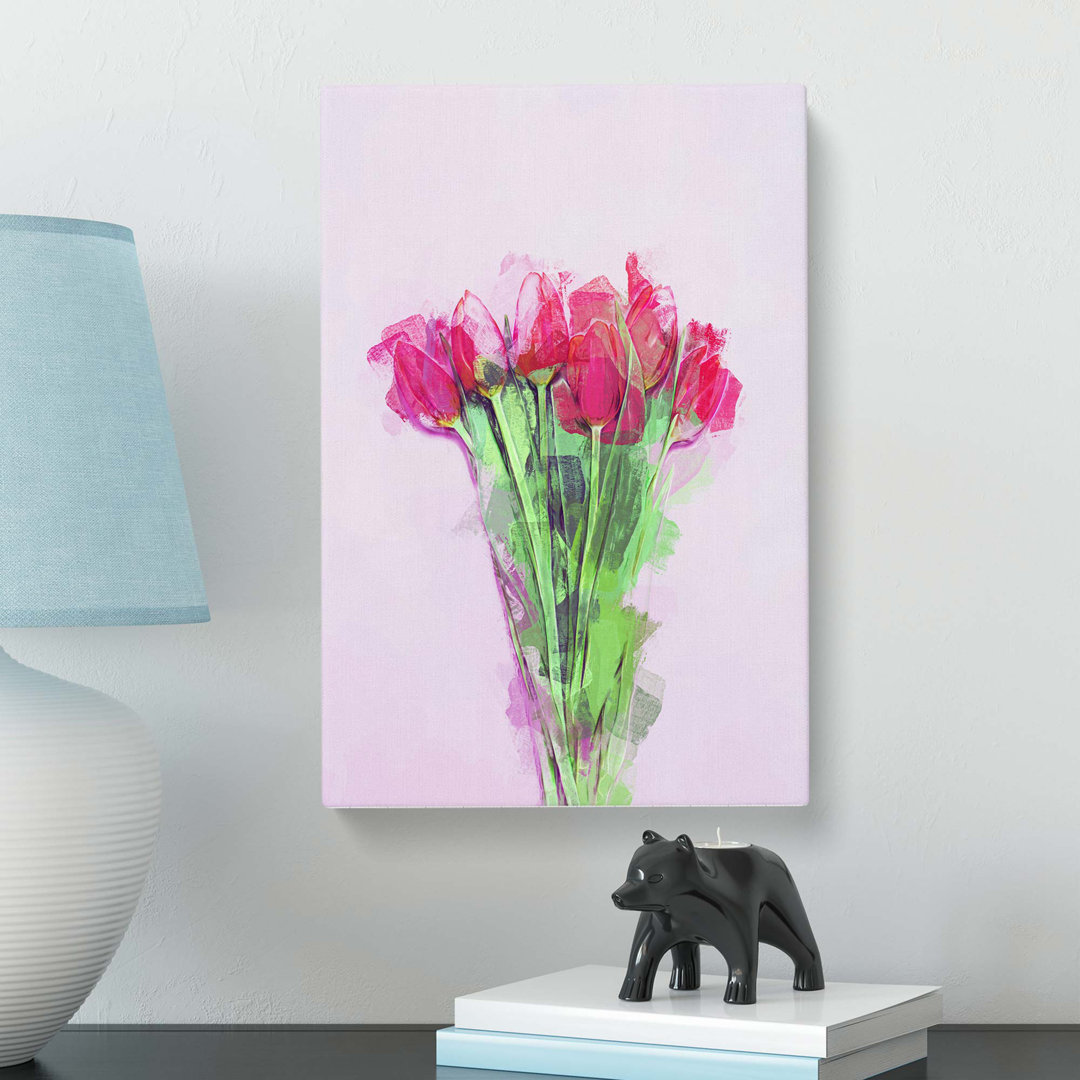 A Bunch Of Pink Tulips In Abstract - Wrapped Canvas