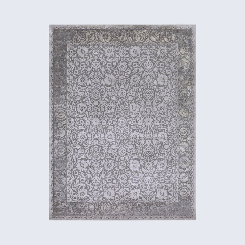 Tapis gris tissé à la machine Alexander, Rectangle 2 pi x 3 pi