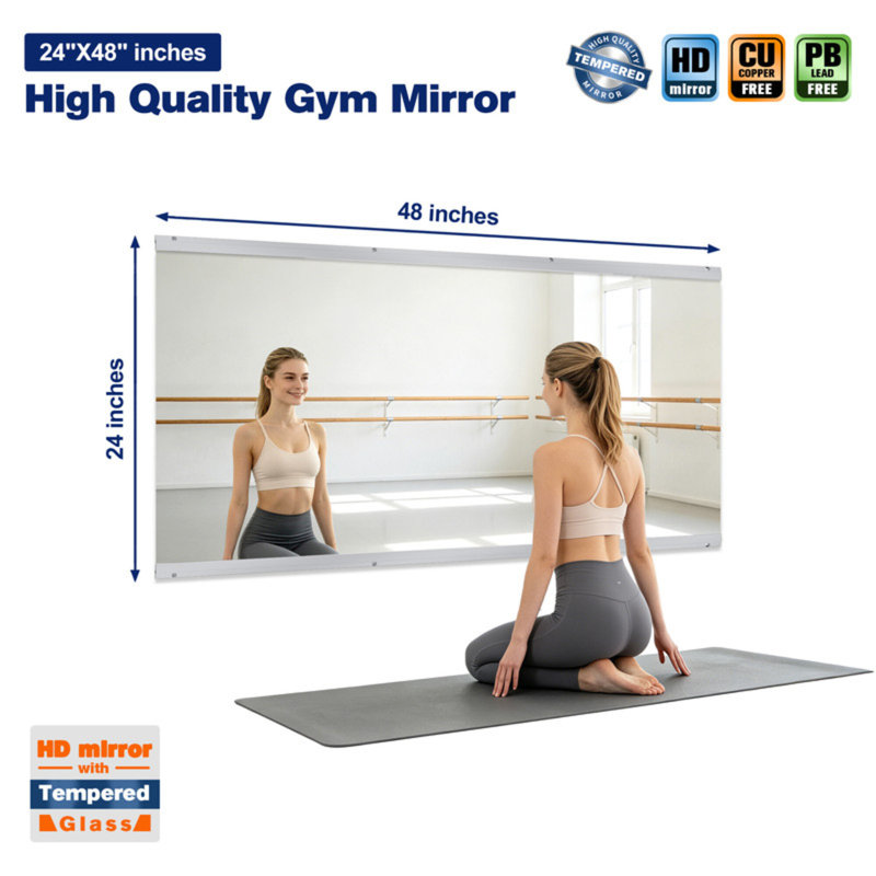 Miroir mural surdimensionné sans cadre, 48 po x 24 po, 1