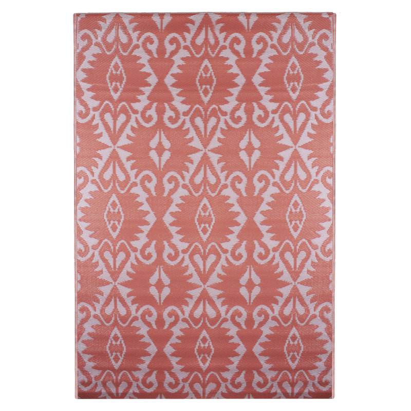 Tapis d'extérieur rectangulaire à motif abstrait rose 4 pi x 6 pi
