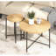 Table de bout et ensemble de table basse 2 pièces - Panneau de fibres à densité moyenne imperméable avec revêtement en PVC Pattes cylindriques en métal noir patiné - Charme classique rustique en bois technique.-161725706