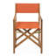 Chaises de réalisateur pliantes en bois d'acacia Cukor Coastal, siège en tissu de polyester orange et structure en teck brun pour patio, terrasse et balcon-929740003