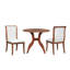 Ensemble de table de salle à manger contemporaine en noyer: table ronde de 39,4 po + 2 chaises - ensemble de cuisine traditionnel en bois massif avec plateau incrusté, pieds courbés élégants pour la salle à manger-210106395-210106373-210106372