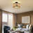 Olivos 12.6" 3-Light Drum Chandelier Solid Wood Beaded Semi Flush Mount Light Fixtures-1340383507