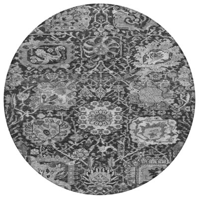 Tapis intérieur lavable rond 8 pi gris et gris cendré
