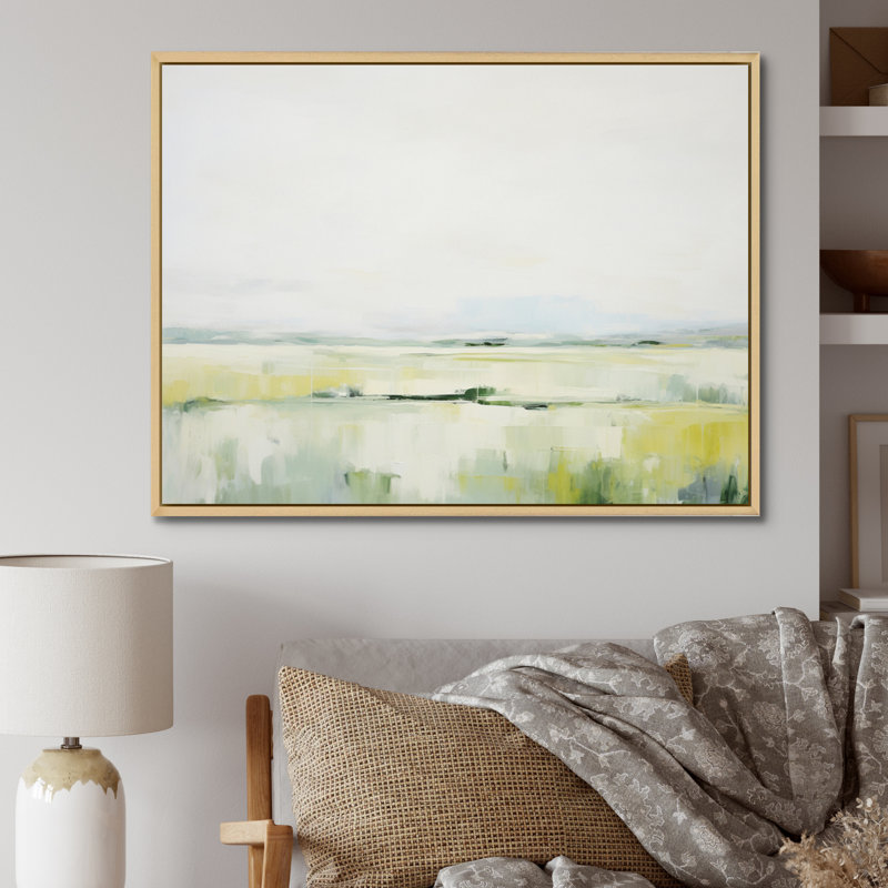 «Meadow Minimalist Pastoral I», reproduction sur toile, H 12 po x l 20 po x P 1 po, Cadre naturel flottant