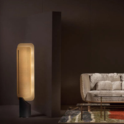 Zen-style metal and fabric floor lamp