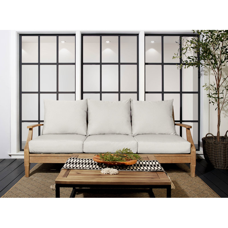 3 Piece Outdoor Sofa Cushion with Boucle Performance Fabric, Ivory