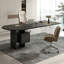 Bureau en bois massif noir + demi-cercle transparent + acier + acrylique avec 2 tiroirs-448856689-448856688