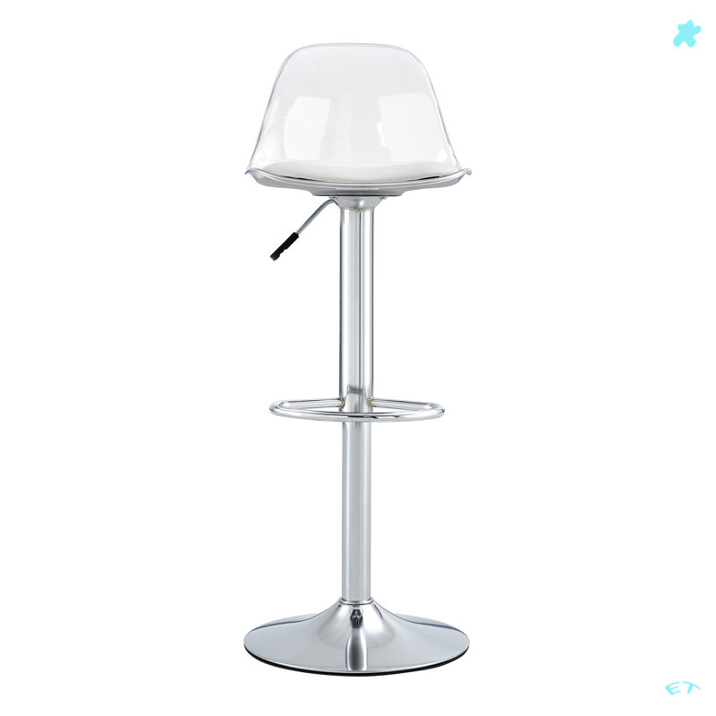 Modern Minimalist Bar Chairs And Bar Stools. Can Rotate 360 ° And Adjust Lifting. PET Backrest And PU Seats. Set Of 2. Suitable For Bars, And Front Desk Cashiers.