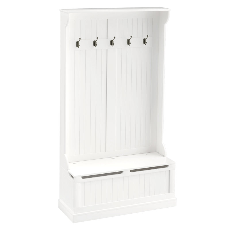 Ameria Hall Tree 37.8'' Wide with Bench and Shoe Storage, White