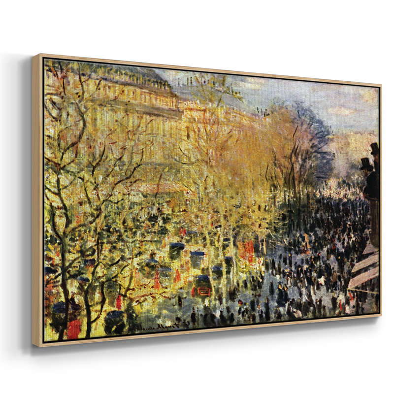 "Boulevard Of Capucines In Paris" par Monet, reproduction d'art sur toile, H 17 po x l 25 po x P 2 po, Bois naturel